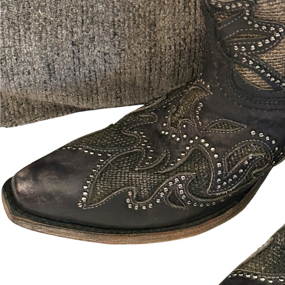 Corral Women's Inlay Western Boot Snip Toe - A3859 Size 7.5 Studded Black Brown - Picture 5 of 16